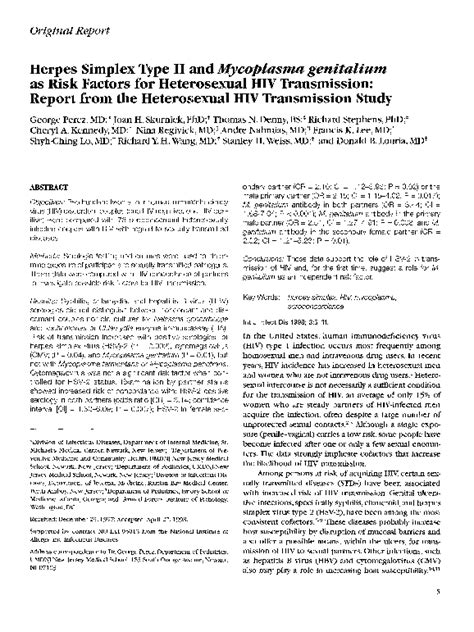 (PDF) HIV Transmission Risks: Herpes and Mycoplasma in Couples