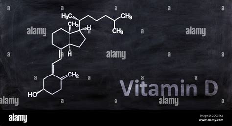 Vitamin D D3 Structural Chemical Formula Drawing On A Chalk Black