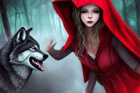 Red Riding Hood and Wolf in the Forest · Creative Fabrica