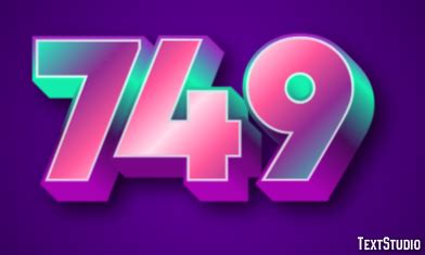 749 Text Effect and Logo Design Number
