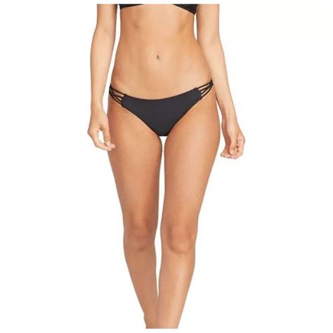 Volcom Womens Simply Solid Full Bikini Bottoms Black Sportpursuit