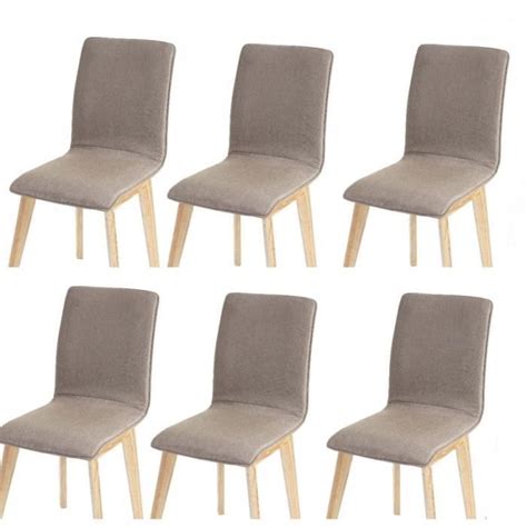 Lot de 6 chaises de salle à manger en tissu pied en bois CDS04290