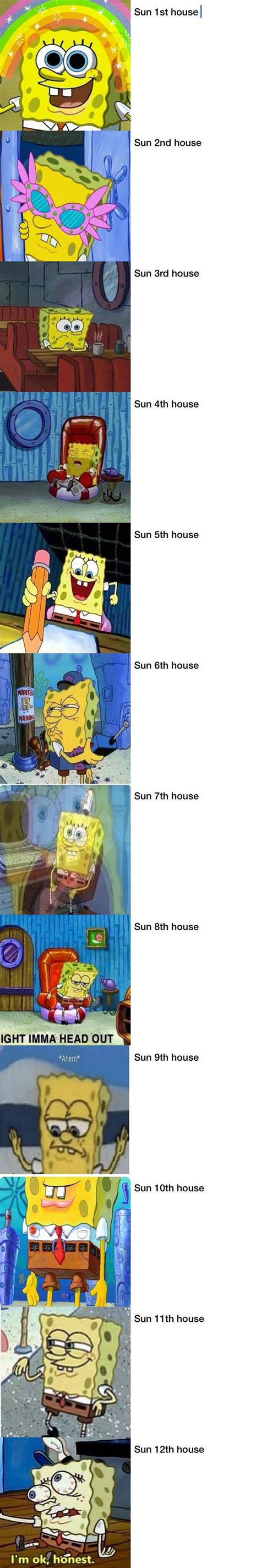 Low quality spongebob as sun in houses : r/astrologymemes