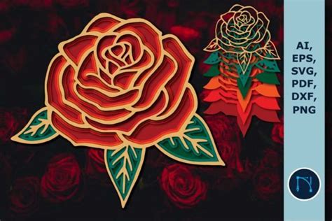 Layer Laser Cut Rose For Decor Svg Graphic By Ngised · Creative Fabrica