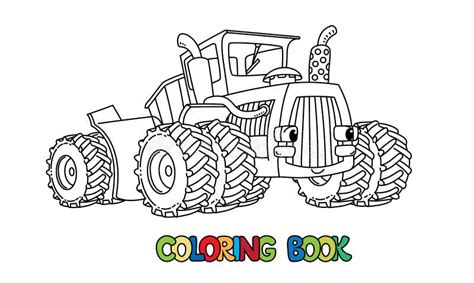 Funny Big Heavy Tractor with Eyes. Coloring Book Stock Vector ...