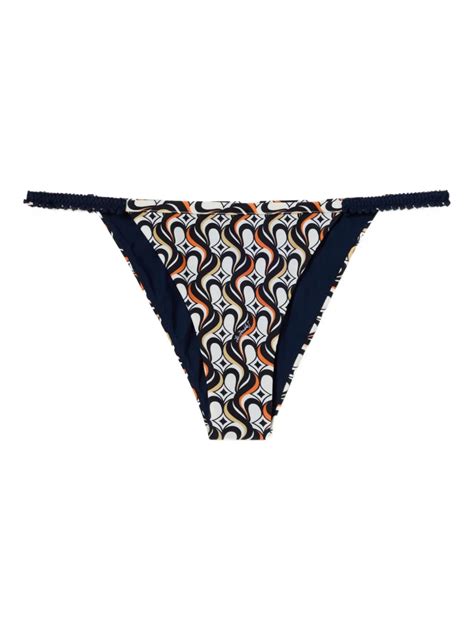 La DoubleJ Fonda Geometric Print String Bikini Bottom White FARFETCH UK