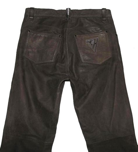 Harro D Homme Jean En Cuir Biker Pantalon Cuir Noir Braun Env