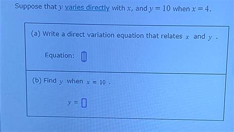 Solved Suppose That Y Varies Directly With X And Y Chegg