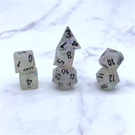 Clear Opalescent Iridescent Dnd Dice Set Of Handmade Resin