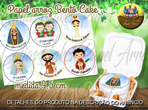 Papel De Arroz Bentô Bento Cake Santinho Santos Redondo Elo7