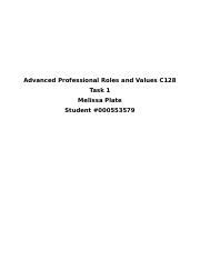 Advanced Professional Roles And Values C128 Docx Advanced