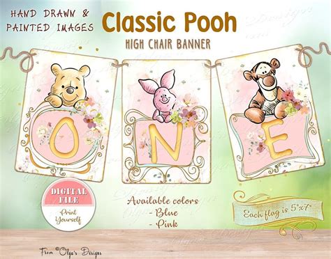 Classic Winnie The Pooh One Banner Pooh High Chair 1st Birthday Banner