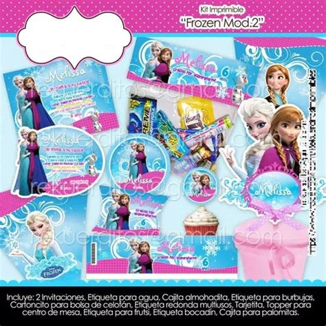 Kit Imprimible Frozen Mod 2 Decoracion Etiquetas Editables MercadoLibre