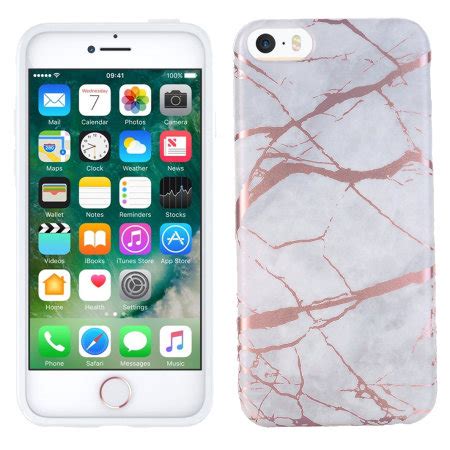 Iphone S Se Marble Silicone Case Grey Rose Gold