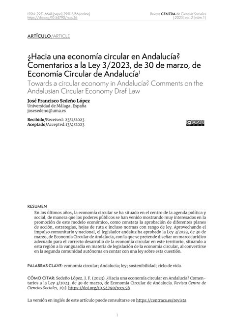 PDF Hacia una economía circular en Andalucía Comentarios a la Ley 3