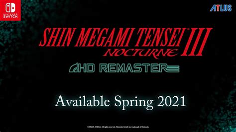 Shin Megami Tensei III: Nocturne HD Remaster announced for Switch