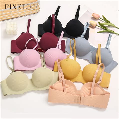Finetoo Women Bra Sexy Push Up Bras Female Lingerie Wireless Seamless Underwear A B Cup Solid