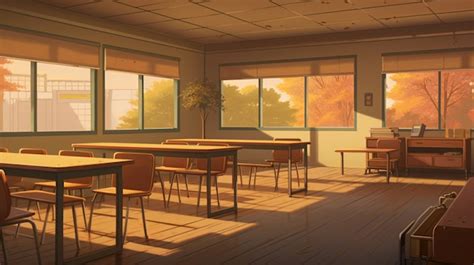 Anime style school classroom | AI-generated image