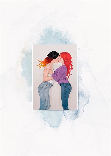 Sapphic Art Print Beautiful Lesbian Love Illustration LGBTQ Wall Decor For Home Unique Gift