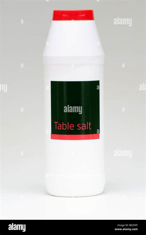 White Plastic Container Of Table Salt Stock Photo Alamy