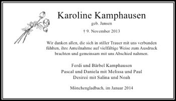 Alle Traueranzeigen F R Karoline Kamphausen Trauer Rp Online De