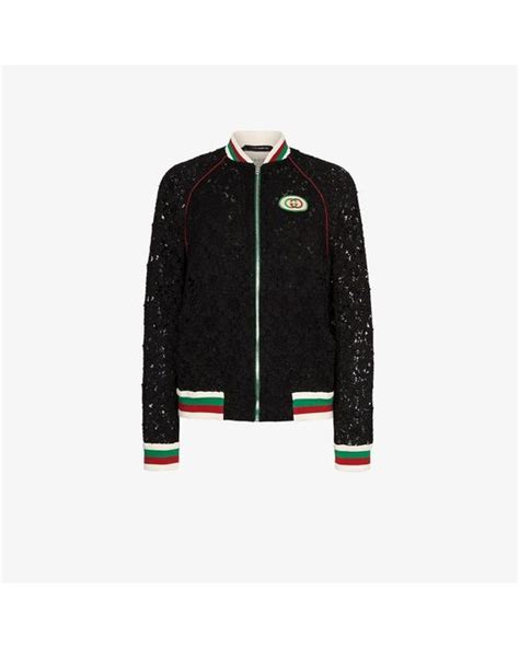 Gucci Floral Lace Bomber Jacket In Black Lyst