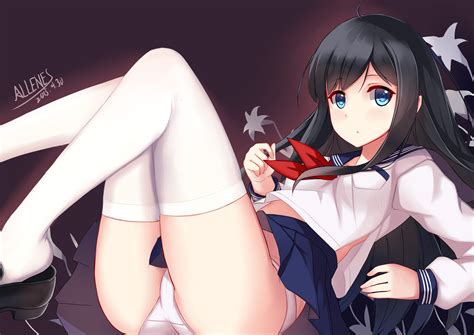 Wallpaper Ilustrasi Rambut Panjang Gadis Anime Pantat Kaki