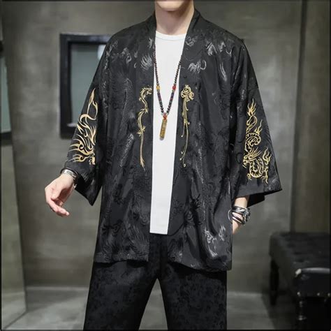 Robe De Seda Estilo Chin S Masculino Jaqueta Cardigan Bordada Hanfu