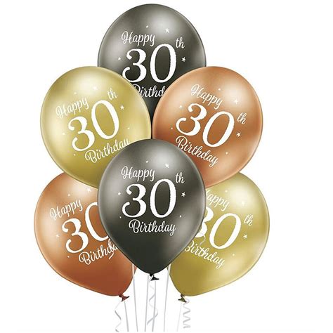 Ballon Happy 30th Birthday Glossy Ø 30cm 6 Stuks Feestartikelen