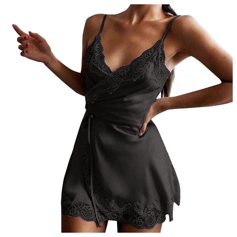 MuZeFu Nightgowns For Women Soft Women Lace Lingerie Sexy Sling V Neck Nightie Nightgown