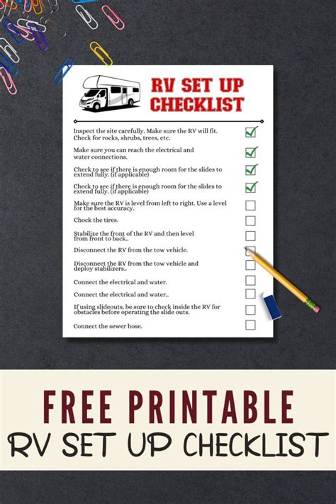 Free Printable Rv Set Up Checklist Find A Free Printable