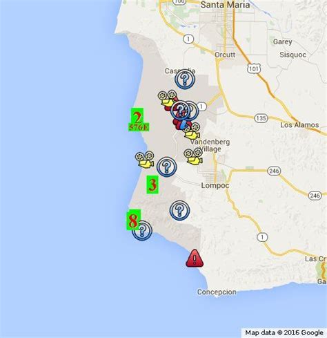 a map showing the location of many different locations