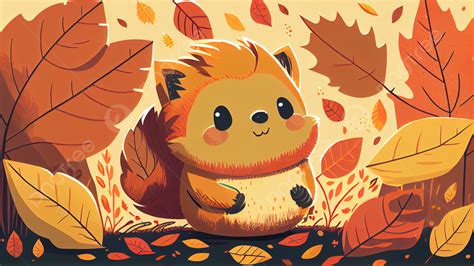 Autumn Squirrel Leaves Cute Background Autumn Squirrel Fall