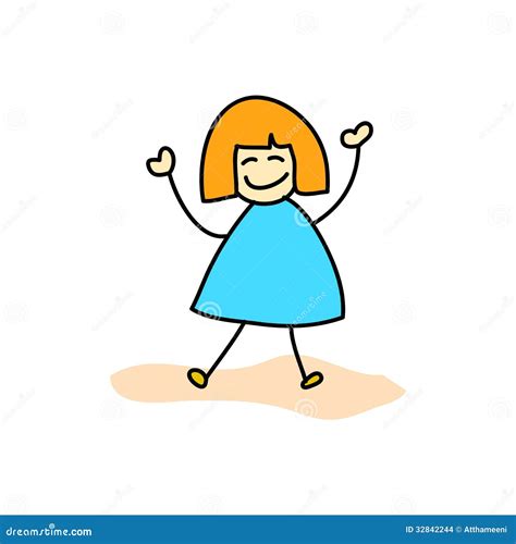 Hand drawing happy kids stock illustration. Illustration of play - 32842244