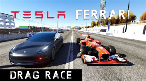 Hp Tesla Plaid Vs Hp F Ferrari Drag Race Assetto Corsa Youtube