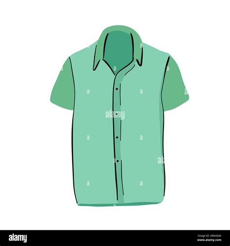 Dress Shirts Button Down Short Sleeve Vector Illustration Isolated