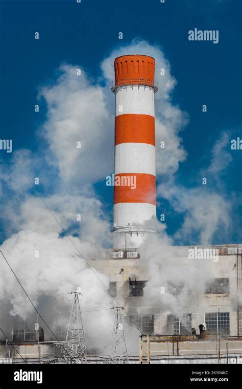 Emission Of Caustic Toxic Steam Smoke At The Plant Pipe Industry And