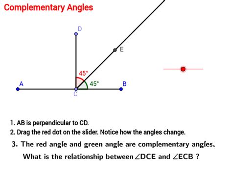 Definition Of Complementary Angles Geogebra