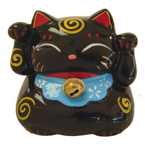 Black Money Lucky Cat Statue