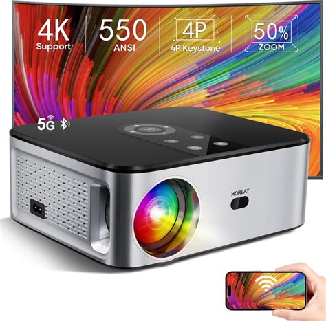 Мультимедийный проектор HORLAT T02 Full HD WiFi Bluetooth с динамиками ...
