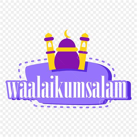 Assalamualaikum En Diseño Azul Con Mezquita Morada Y Amarilla Plana Png