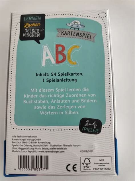 Ravensburger Kinder Kartenspiel Lernen Lachen Selbermachen Abc