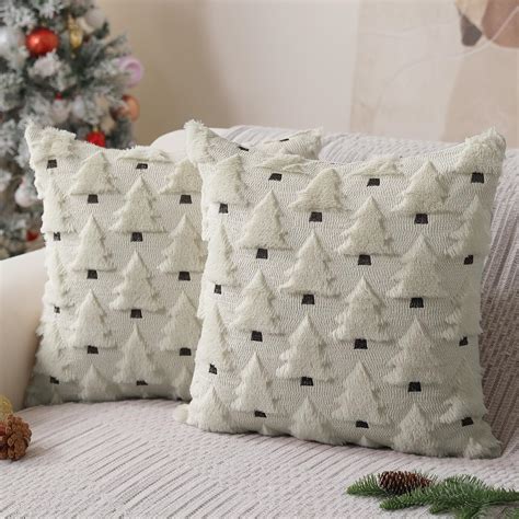 Amazon Allorry Christmas Pillow Covers 20x20 Inch Set Of 2 Cream