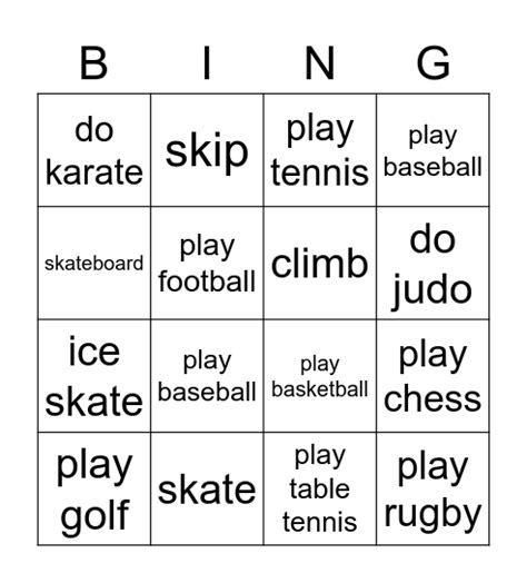 Sports Bingo Card