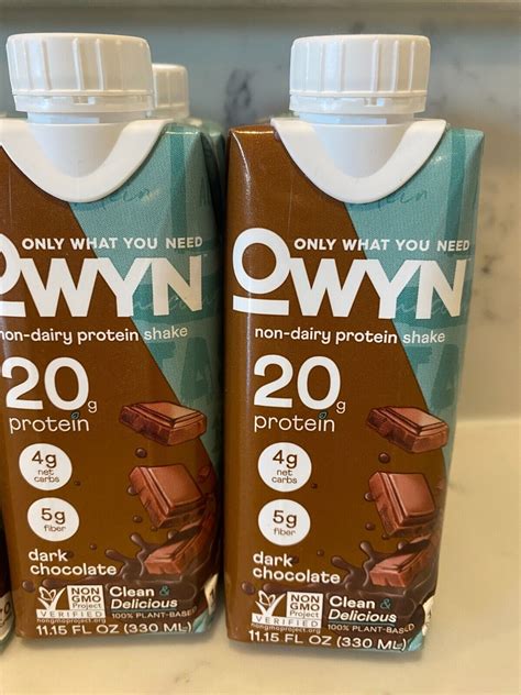 OWYN NON DAIRY PROTEIN SHAKE 20G DARK CHOCOLATE 11 15 OZ 12 PACK EXP