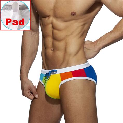 Sexy Bikini Men Swimwear Rainbow Swimsuit Mens Swim Briefs Swimming