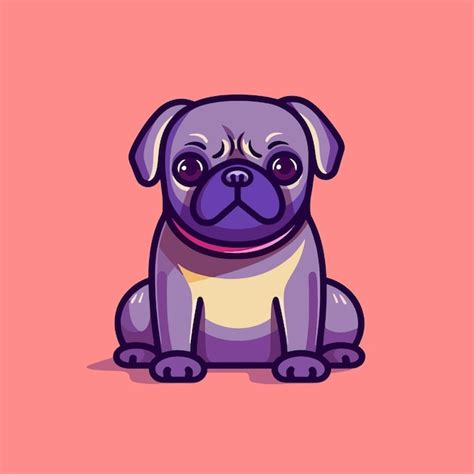 Lindo Perro Pug Sentado Ilustraci N Vectorial Vector Premium