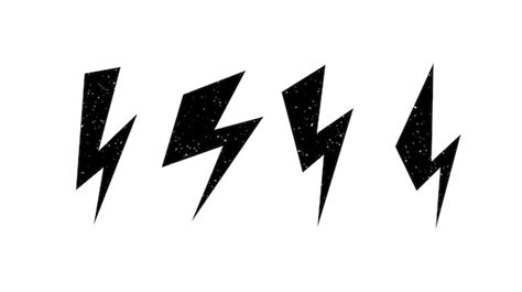 Premium Vector Textured Lightning Bolt Set Black Grunge Flash