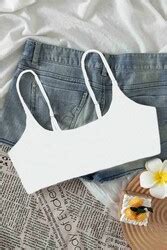 Angelsin Ayarlanabilir Askılı Şık Tasarım Bikini Üstü Beyaz Bikini Üst Angelsin