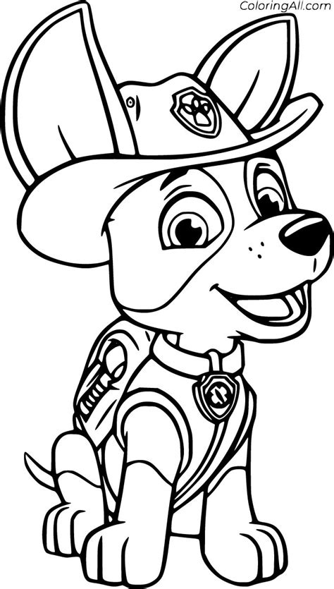 8 free printable Tracker Paw Patrol coloring pages in vector format ...